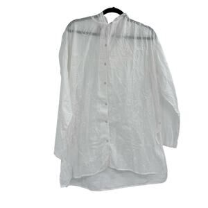 La Femme Vintage Embroidered White Cotton Hooded Tunic Coastal Lagenlook Medium